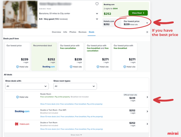 Trivago hotels booking process for group discounts